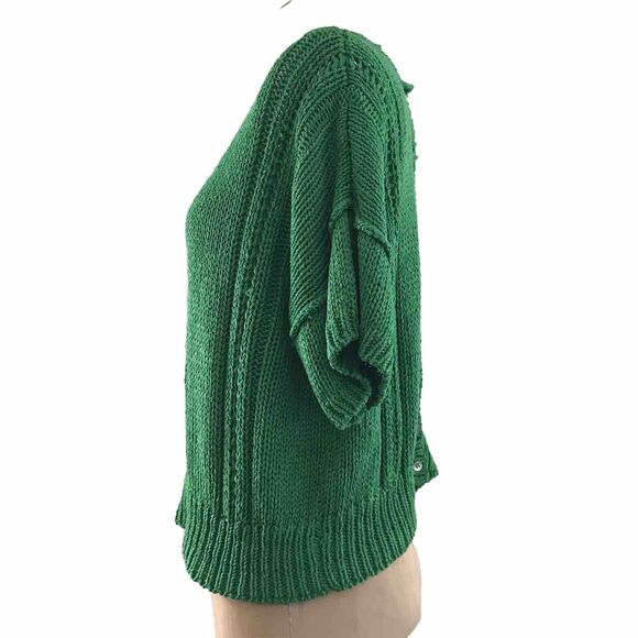 Vintage 80s 90s Liz Claiborne Green Silk Blend Knit Petite Cardigan Sweater S/M - Picture 3 of 9